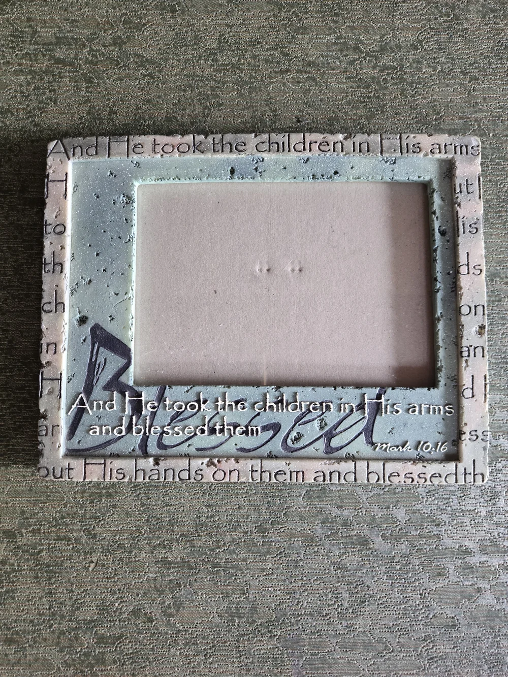 Mark 10:16 'Bless The Children' Picture Frame - Stone Looking Resin